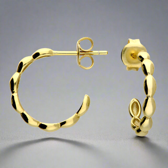 Sterling Silver Gold Plated Seed Stud Hoop Earring - More Than Just a Gift | Narborough Hall