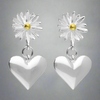 Iris & Miel Sterling Silver Daisy and Heart Drop Stud Earrings - More Than Just a Gift | Narborough Hall