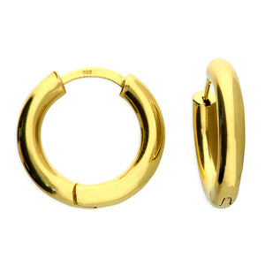Sterling Silver Gold-plated Plain Hinged Tube Hoop - More Than Just a Gift | Narborough Hall