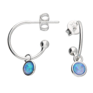 Sterling Silver Blue Opal Hoops - More Than Just a Gift | Narborough Hall
