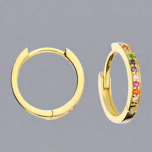 Sterling Silver Rainbow Huggie Hoops - Gold - More Than Just a Gift | Narborough Hall