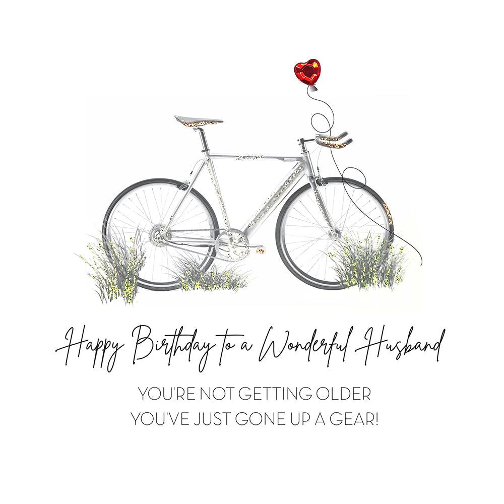 Monochrome Husband Going Up a Gear Birthday Card - More Than Just a Gift | Narborough Hall