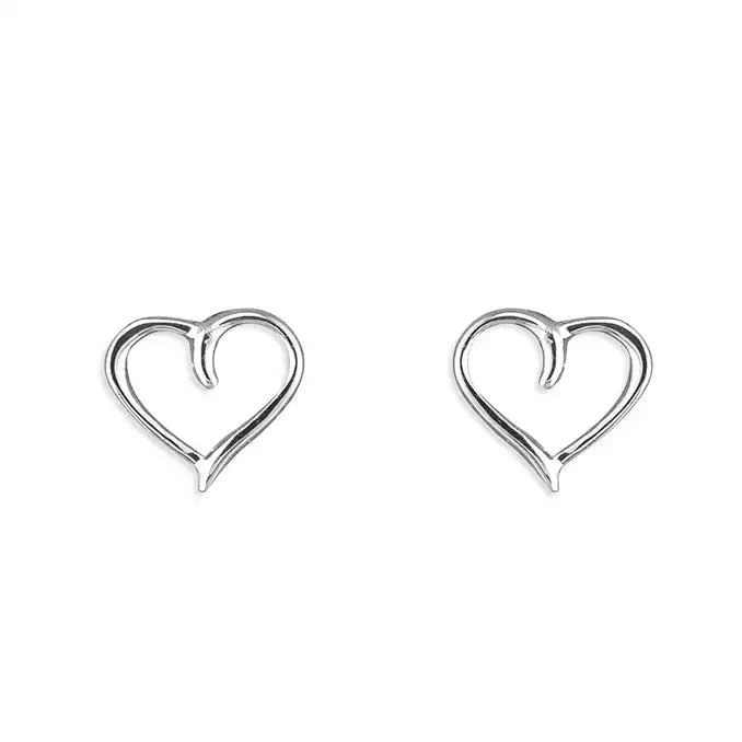 Sterling Silver Small Open Heart Studs - More Than Just a Gift | Narborough Hall