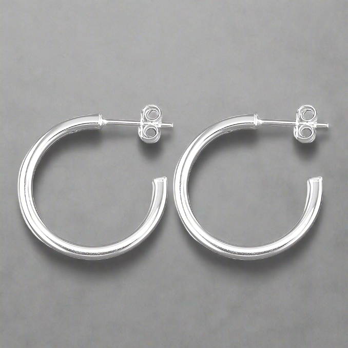 Sterling Silver Plain Hoop Stud