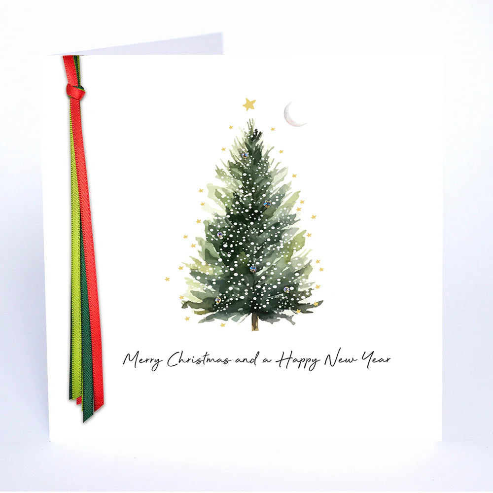 Ribbon Candy Christmas Tree - Five Dollar Shake Hand finished Christmas Card