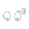 Sterling Silver Twisted Oval CZ Earrings