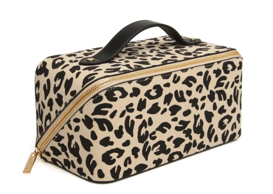 Alice Wheeler Leopard Large Train Case