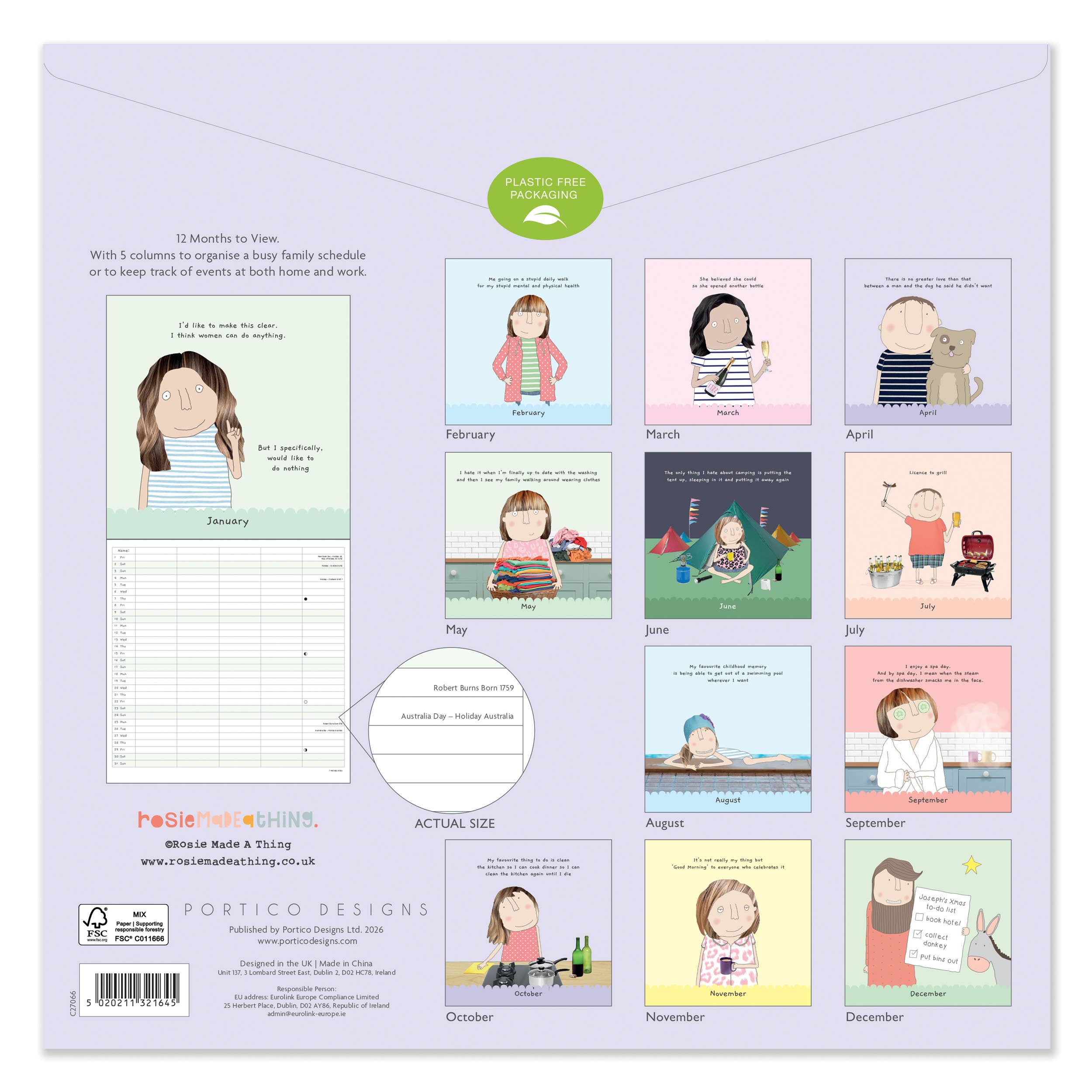 Rosie Made a Thing 2027 Square Family Calendar