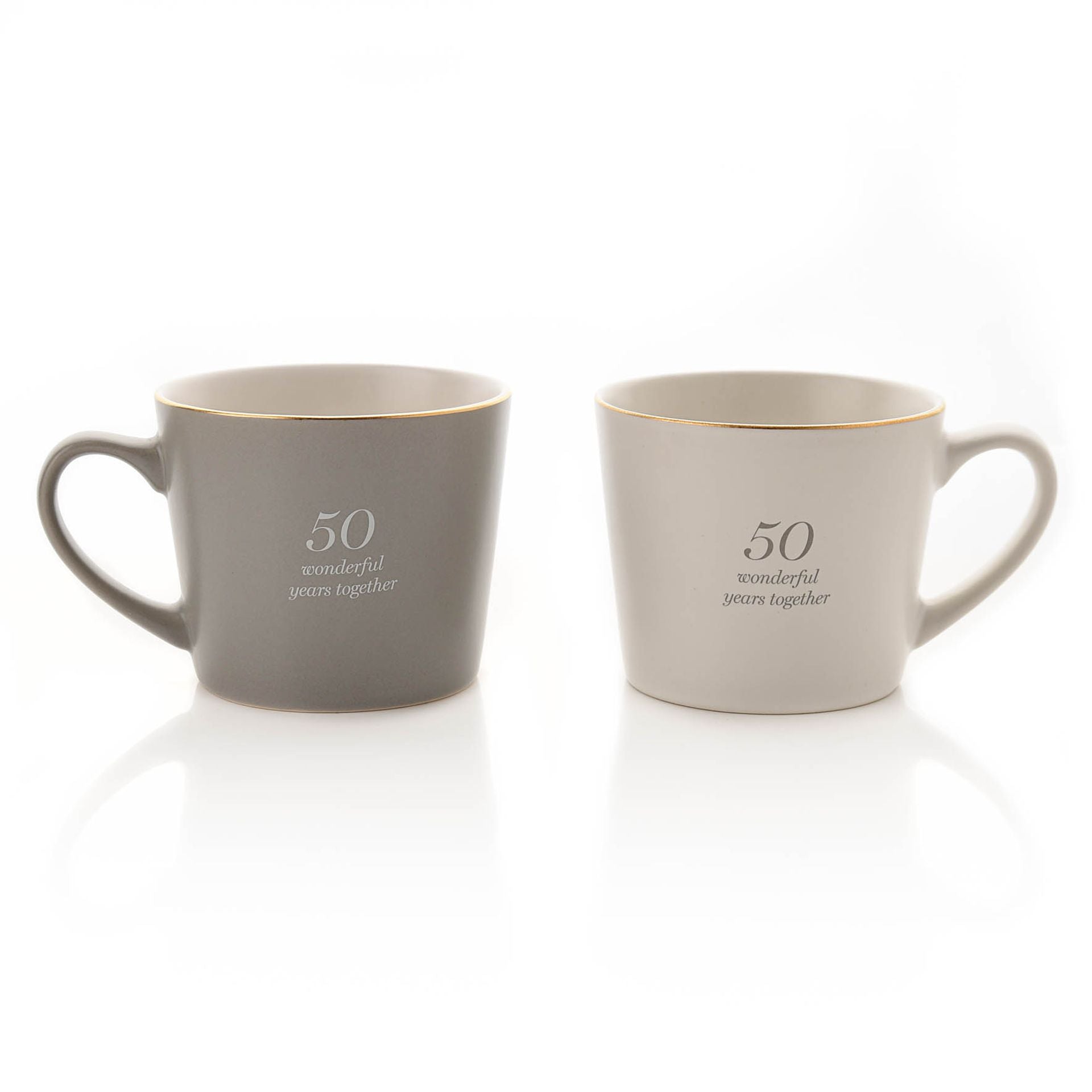 Amore Set Of 2 Grey & White Mugs - 50th Anniversary - More Than Just a Gift | Narborough Hall