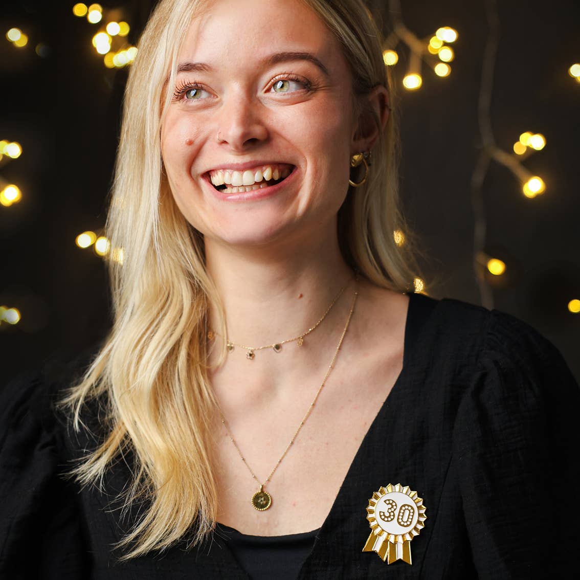 Talking Tables - Gold Enamel "Happy Birthday" Pin Badge | Birthday Badges | - More Than Just a Gift | Narborough Hall