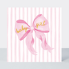 Petimo - Beauregarde Pink Bow & Stripes Baby Girl Card