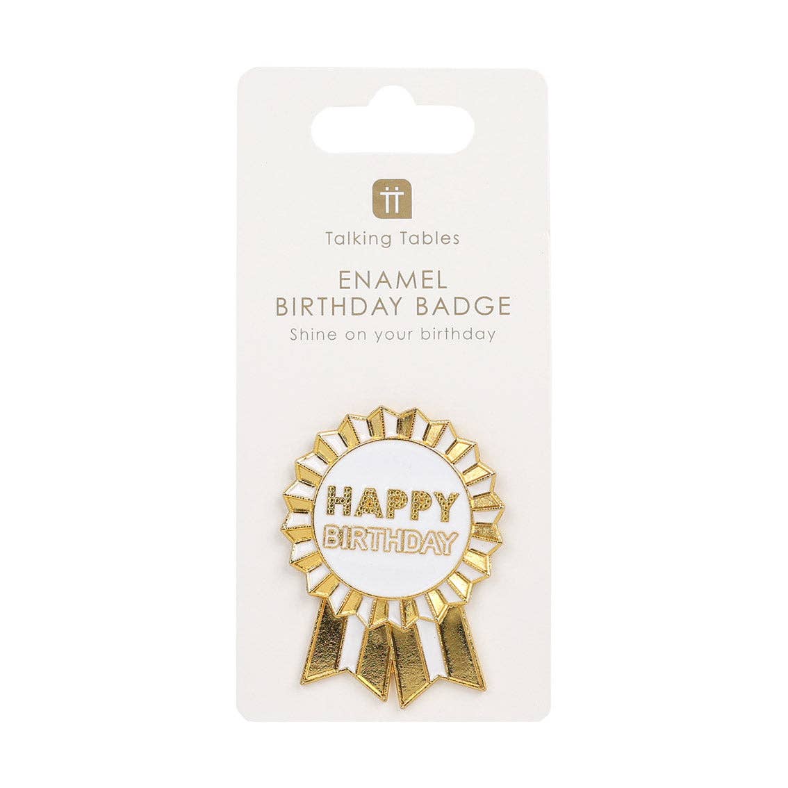 Talking Tables - Gold Enamel "Happy Birthday" Pin Badge | Birthday Badges | - More Than Just a Gift | Narborough Hall