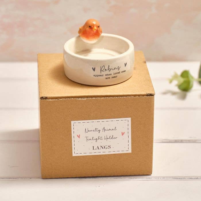 Tiny World Boxed Robins Appear Robin 3D Ceramic Tealight Holder