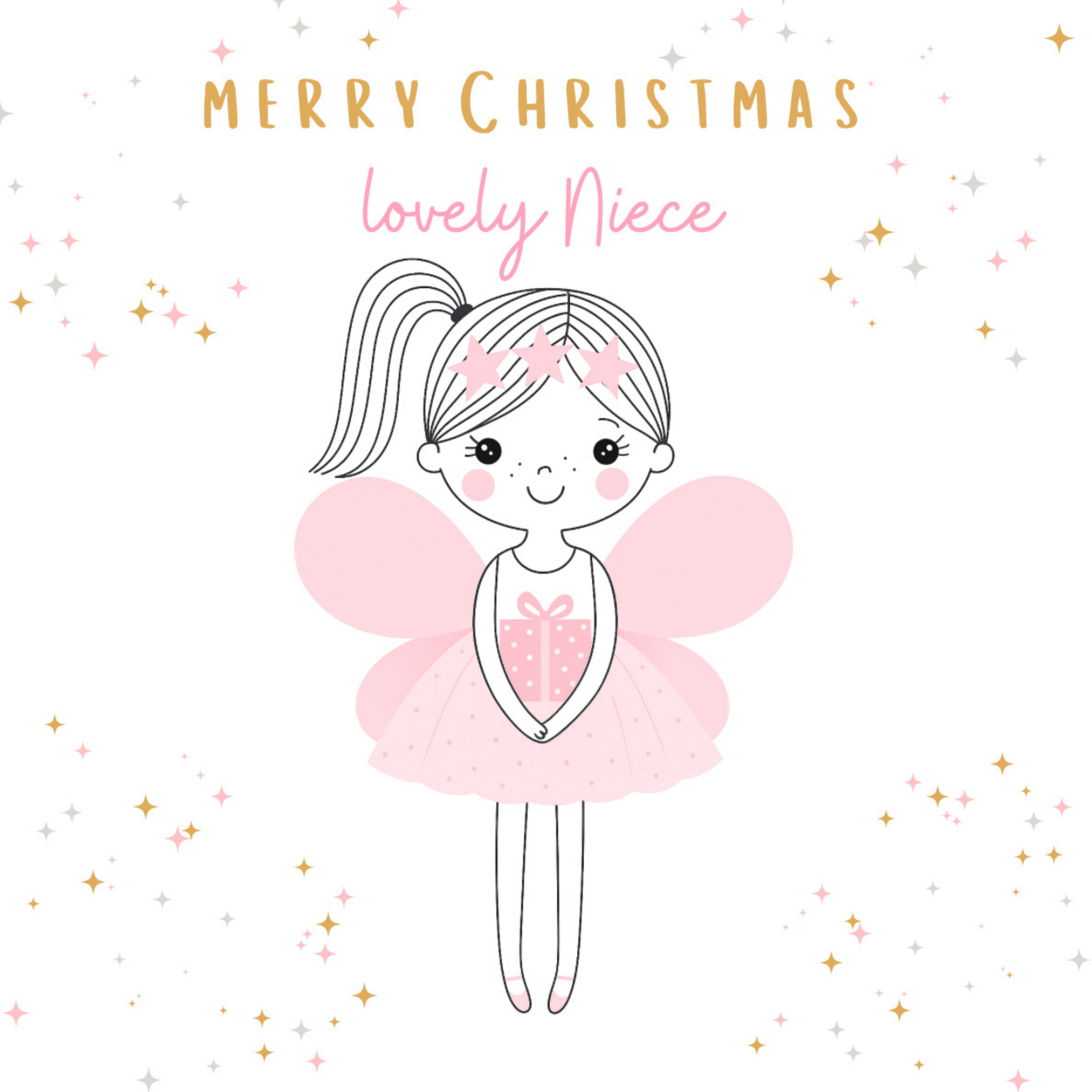 Petimo - Sugar Plum Merry Christmas Lovely Niece Fairy Pink Card