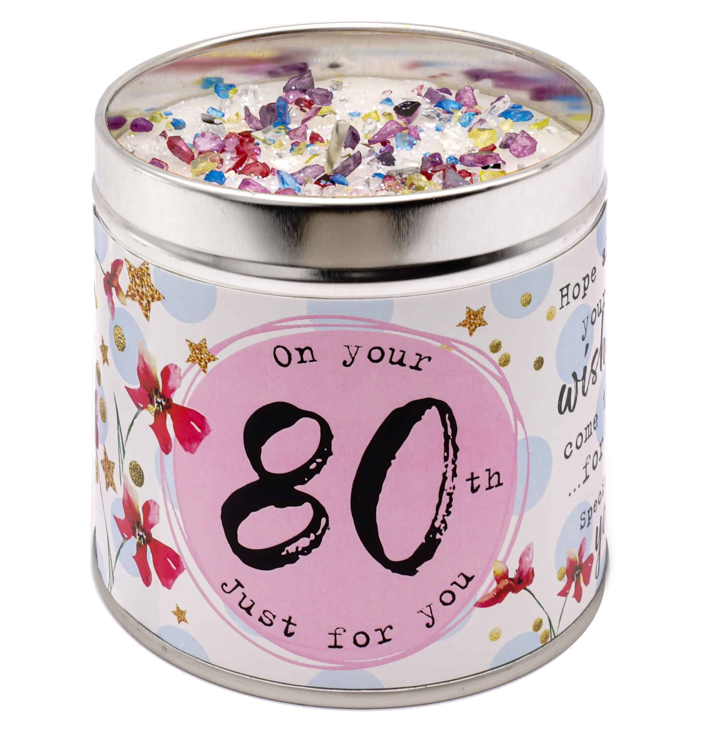 80th Birthday Scented Glitter Topped Candle Tin Best Kept Secrets