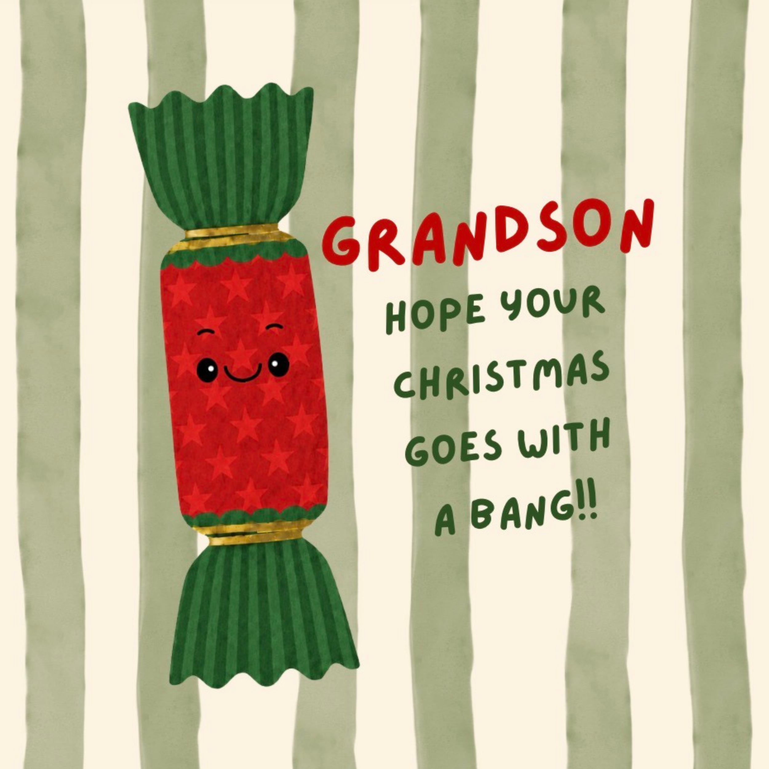 Petimo - Grandson Cracking Christmas Striped Fun Card