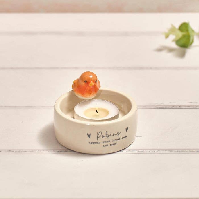 Tiny World Boxed Robins Appear Robin 3D Ceramic Tealight Holder