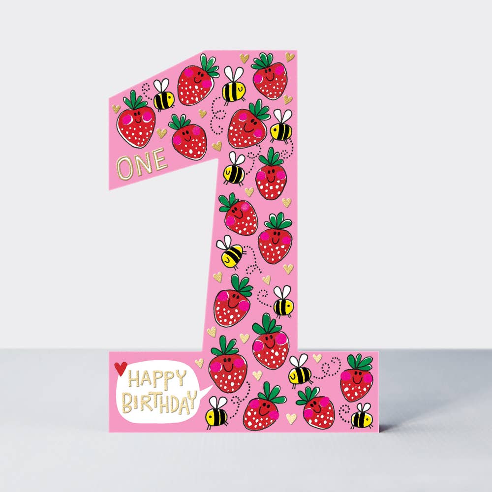 Rachel Ellen Designs Strawberry Age 1 Card - More Than Just a Gift | Narborough Hall