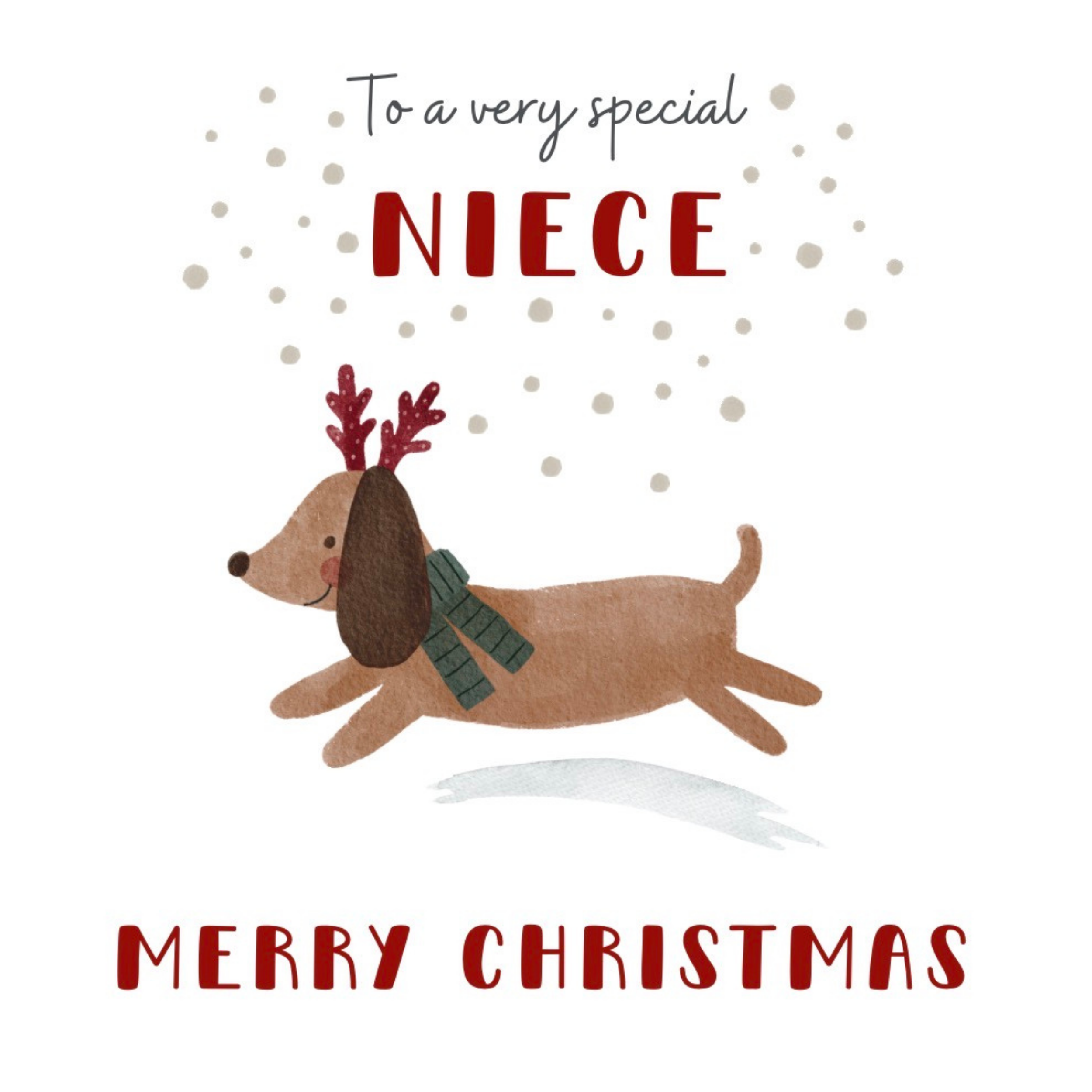 Petimo - Special Niece Sausage Dog Holly Jolly Christmas Card