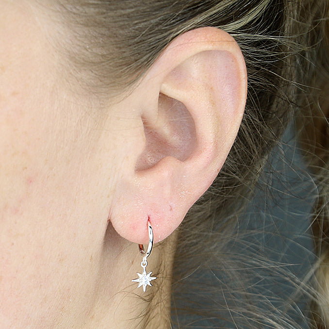 Sterling Silver Star Huggie Hoops - More Than Just a Gift | Narborough Hall