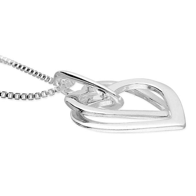 Sterling Silver Linked Hearts Necklace