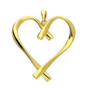 Sterling Silver Gold Plated Large Contemporary Open Heart Necklace - More Than Just a Gift | Narborough Hall