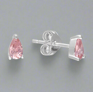 Sterling Silver Pink CZ Teardrop Stud - More Than Just a Gift | Narborough Hall