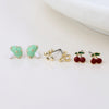 POM Golden Toadstool, Bow & Cherry Stud Earring Set - More Than Just a Gift | Narborough Hall