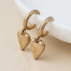 POM Gold-Tone worn finish heart hoop earrings