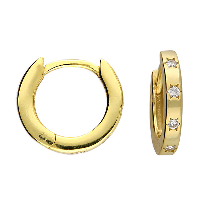 Sterling Silver Gold Plated Mini CZ Huggie Hoop Earrings - More Than Just a Gift | Narborough Hall