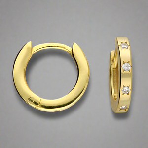 Sterling Silver Gold Plated Mini CZ Huggie Hoop Earrings - More Than Just a Gift | Narborough Hall