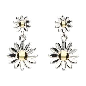 Iris & Miel Sterling Silver Double Daisy Drop Stud Earrings - More Than Just a Gift | Narborough Hall
