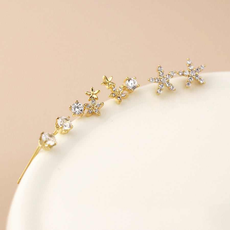 POM Gold Plated Flower Mix Earrings Set - More Than Just a Gift | Narborough Hall