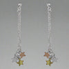 Sterling Silver 3-Tone Triple Star Earrings