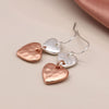POM Double Heart Silver & Rose Gold Earrings