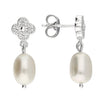 Sterling Silver Quatrefoil Freshwater Pearl Drop Earrings