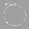 Sterling Silver Multicolour CZ Heart Bracelet