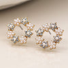 POM Faux Gold and Pearl Floral Circle Earrings
