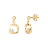 Sterling Silver Gold Plated Square with CZ Drop Earrings