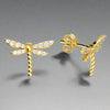 Iris & Miel Sterling Silver Gold Plated Dragonfly Stud Earrings