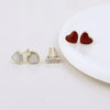POM Heather Gold-Tone double heart and crystal stud earring set