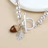 POM Silver-Plated bead, oak leaf and acorn charm bracelet