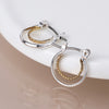 POM Silver Plated Mixed Finish Double Hoop Earrings