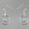 Sterling Silver CZ Centre Swirl Hook Earrings