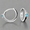 Sterling Silver Blue Topaz Huggie Hoop