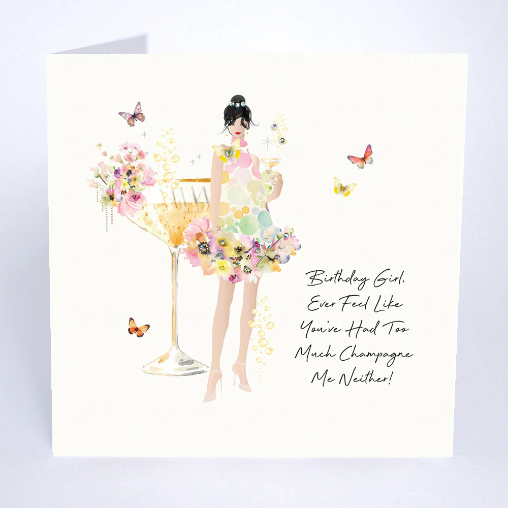 Beija-Flor Too Much Champagne Birthday Card