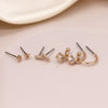 POM Faux Gold Plated Triple Crystal Stud & Hoop Set