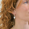 POM Silver-Plated worn finish heart hoop earrings