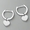 Sterling Silver Plain Heart Huggie Earrings
