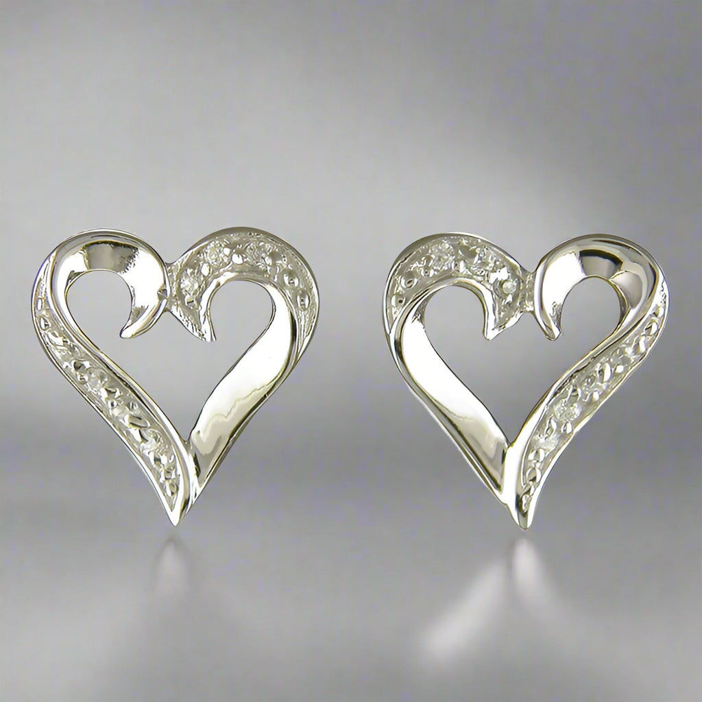 Sterling Silver White CZ Open Heart Stud Earrings - More Than Just a Gift | Narborough Hall